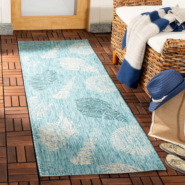 Safavieh Courtyard 2'-3" x 6'-7" Rug in Aqua / Cream