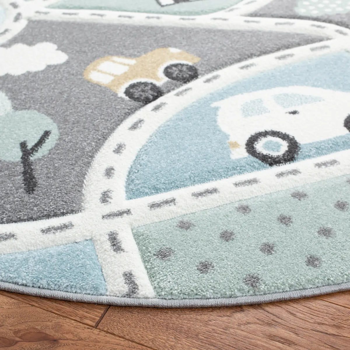 Safavieh Carousel Kids 100 5'-3" x 5'-3" Rug in Grey / Light Blue