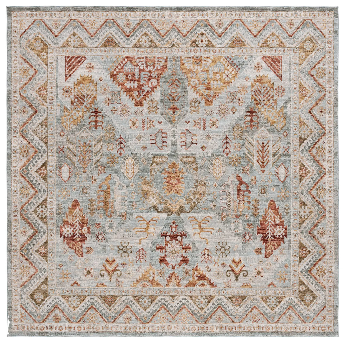Safavieh Hamilton 6'-7" x 6'-7" Rug in Blue / Gold Rust