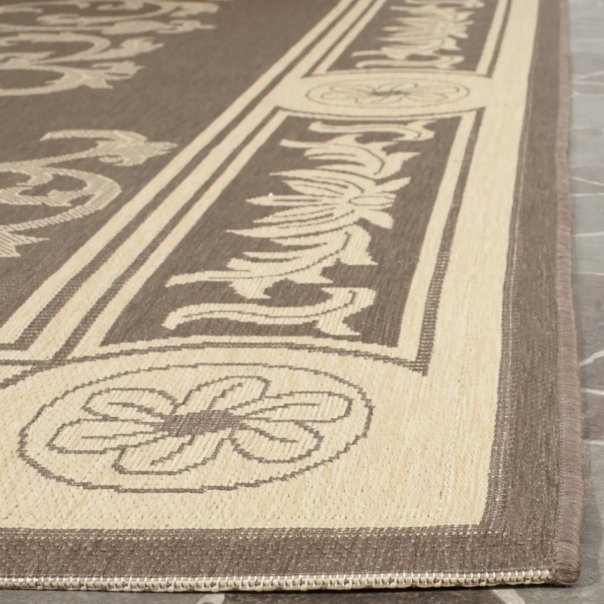 Safavieh Courtyard 6'-7" x 9'-6" Rug in Chocolate / Natural