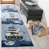 Safavieh Carousel Kids 100 2'-3" x 10'-0" Rug in Blue / Grey