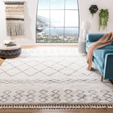 Safavieh Moroccan Fringe Shag 10'-0" x 14'-0" Rug in Ivory / Grey