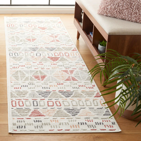Safavieh Pyramid 2'-2" x 8'-0" Rug in Ivory Grey / Rust