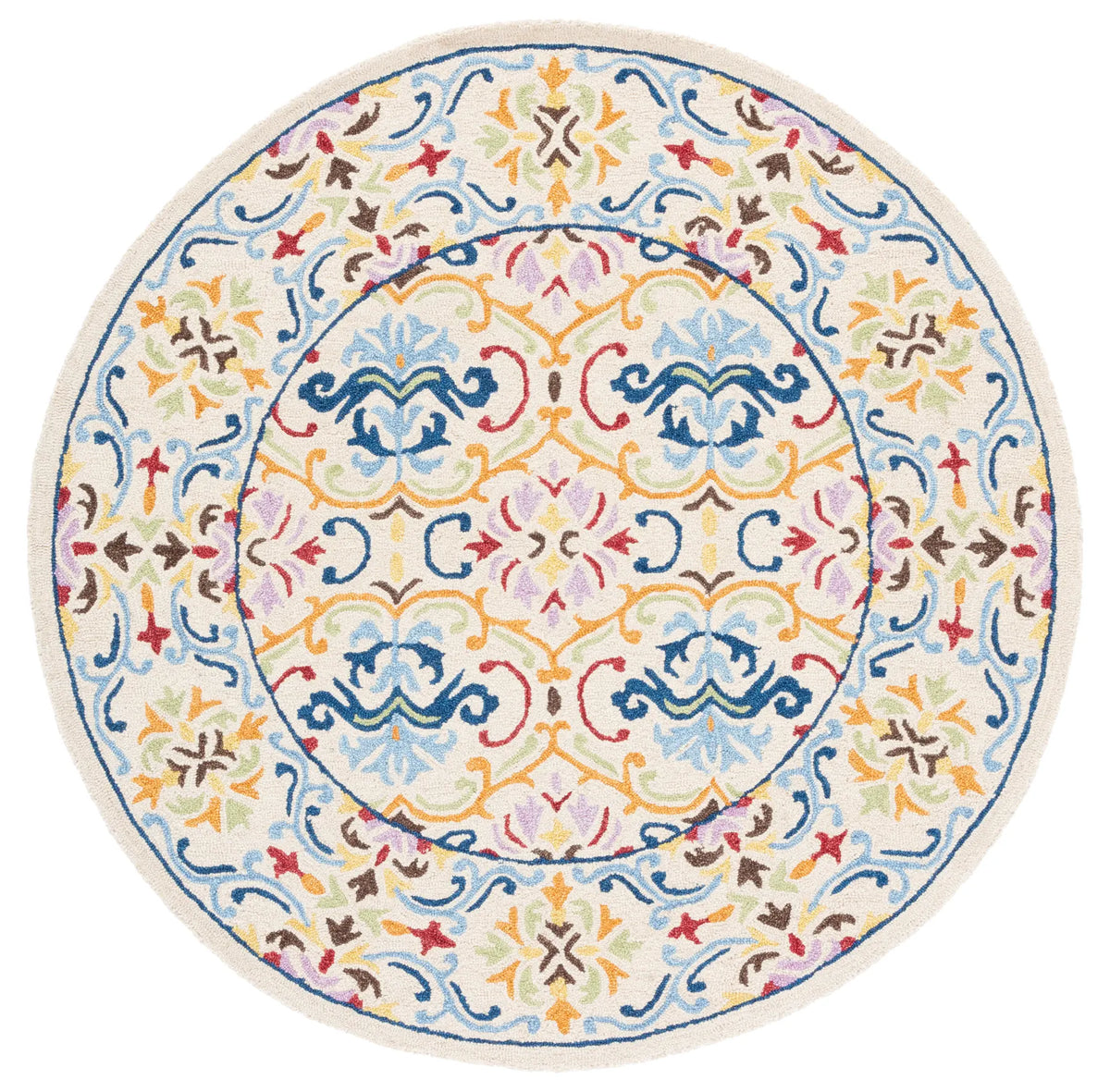 Safavieh Micro-Loop 5'-0" x 5'-0" Rug in Beige / Blue