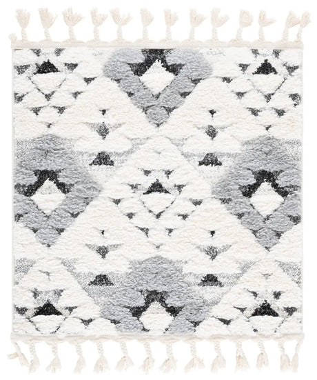 Safavieh Moroccan Tassel Shag 3'-0" x 3'-0" Rug in Ivory / Grey