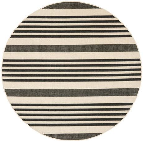 Safavieh Courtyard 6'-7" x 6'-7" Rug in Black / Bone