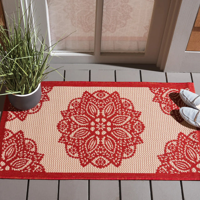 Safavieh Courtyard 2'-0" x 3'-7" Rug in Beige / Red