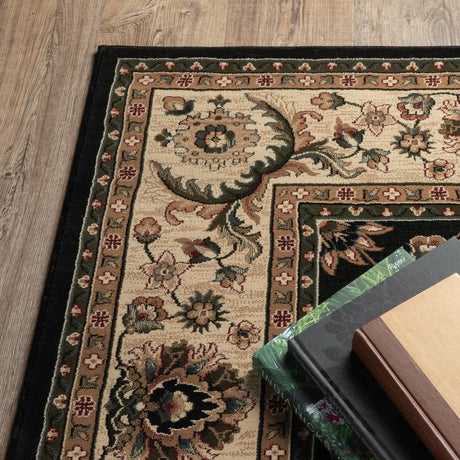 Oriental Weavers Sphinx Ariana 311k3 Black / Ivory Rugs - corner detail