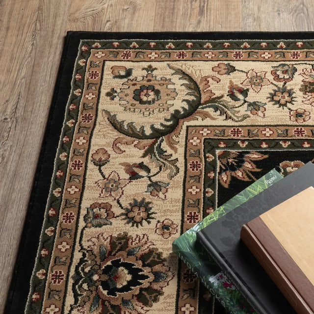 Oriental Weavers Sphinx Ariana 311k3 Black / Ivory Rugs - corner detail