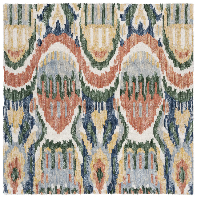 Safavieh Ikat 6'-0" x 6'-0" Rug in Green / Rust