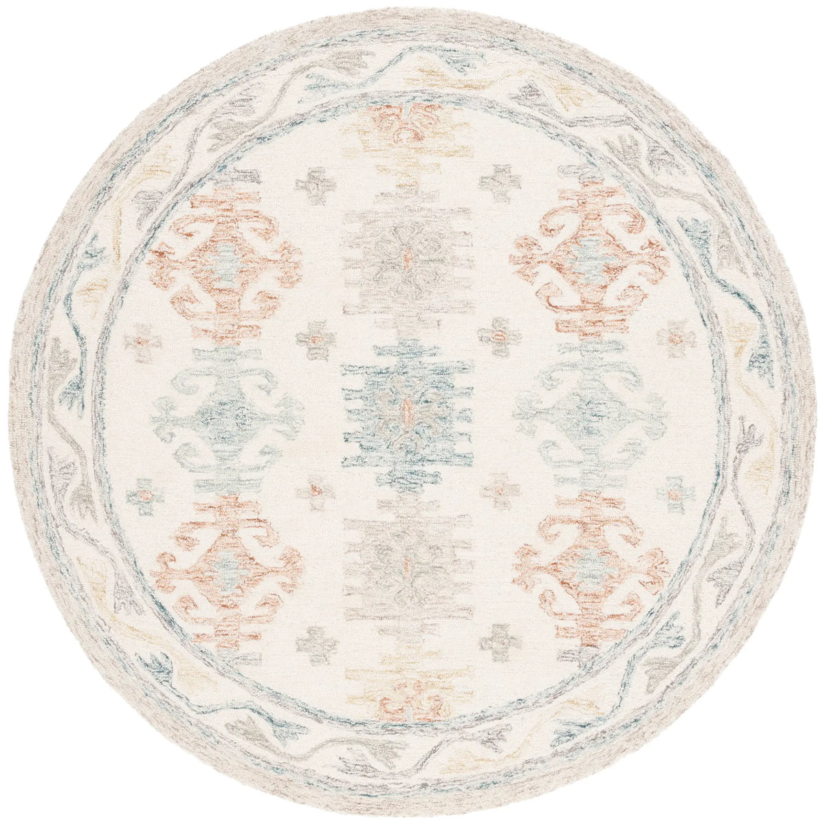 Safavieh Micro-Loop 6'-0" x 6'-0" Rug in Ivory / Blue