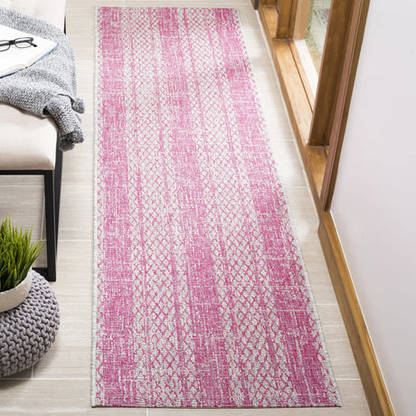 Safavieh Courtyard 2'-3" x 11'-0" Rug in Light Grey / Fuchsia