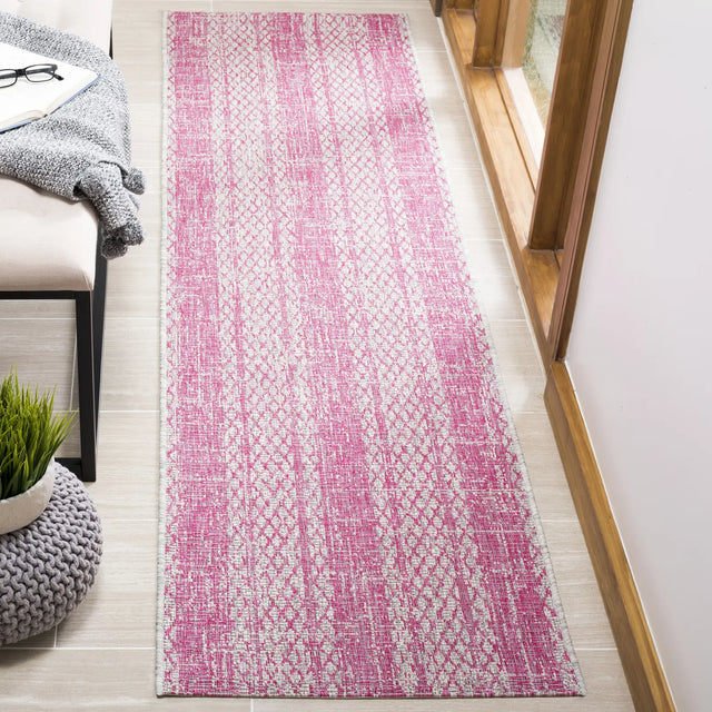 Safavieh Courtyard 2'-3" x 11'-0" Rug in Light Grey / Fuchsia