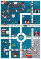 Safavieh Carousel Kids 100 4'-0" x 6'-0" Rug in Turquoise / Ivory