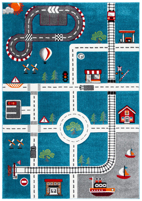 Safavieh Carousel Kids 100 4'-0" x 6'-0" Rug in Turquoise / Ivory