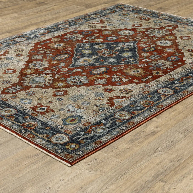Oriental Weavers Sphinx Aberdeen 1143H Red/ Blue Rugs - angle detail