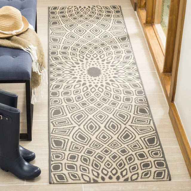 Safavieh Courtyard 2'-3" x 8'-0" Rug in Anthracite / Beige