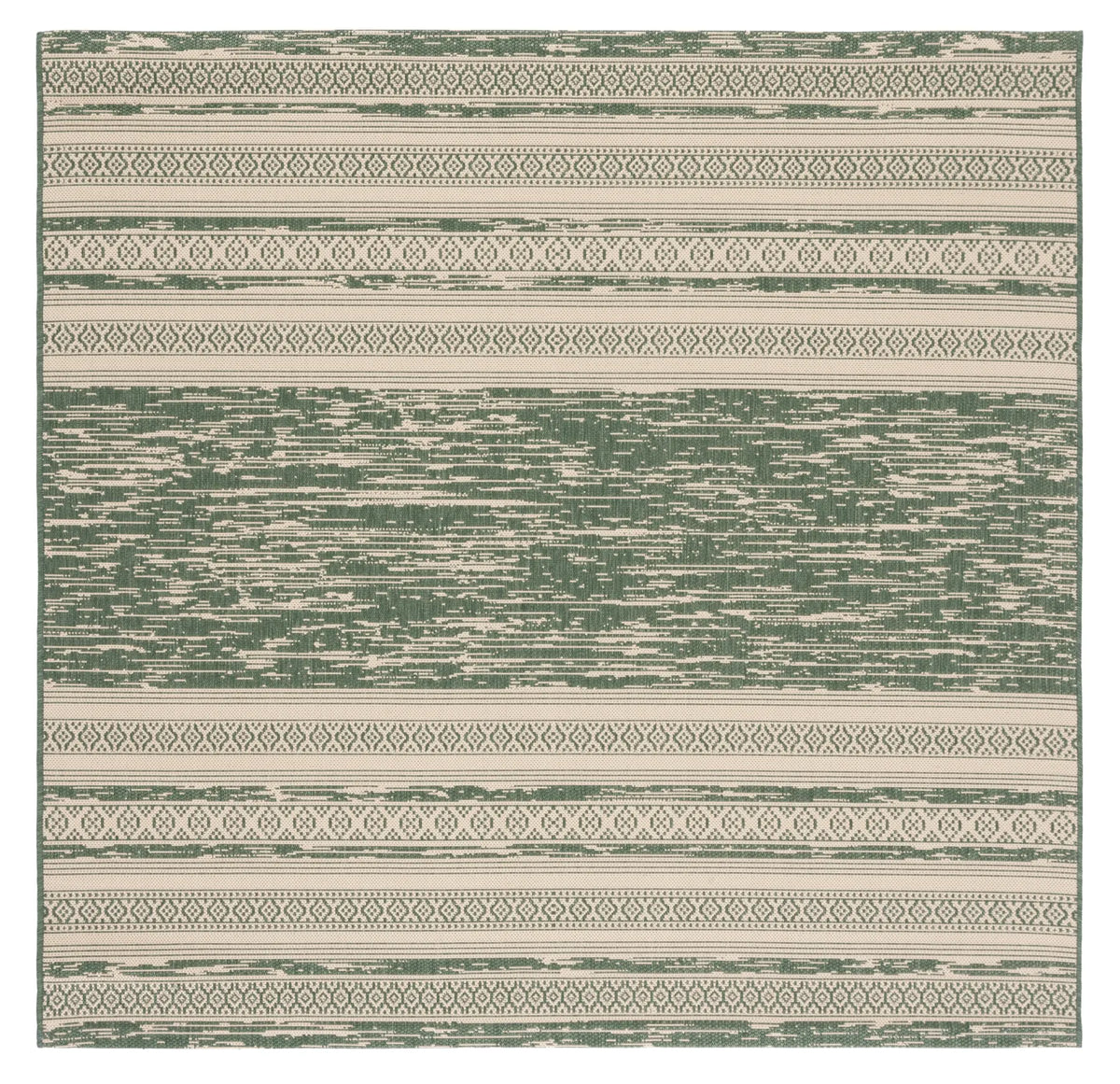 Safavieh Courtyard 6'-7" x 6'-7" Rug in Dark Green / Beige