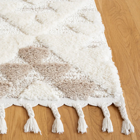 Safavieh Moroccan Tassel Shag 4'-0" x 6'-0" Rug in Ivory / Beige