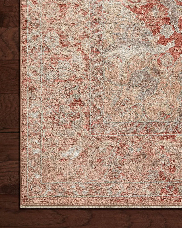 Loloi Sonnet Snn-10 Spice/Multi Rug - corner on wood