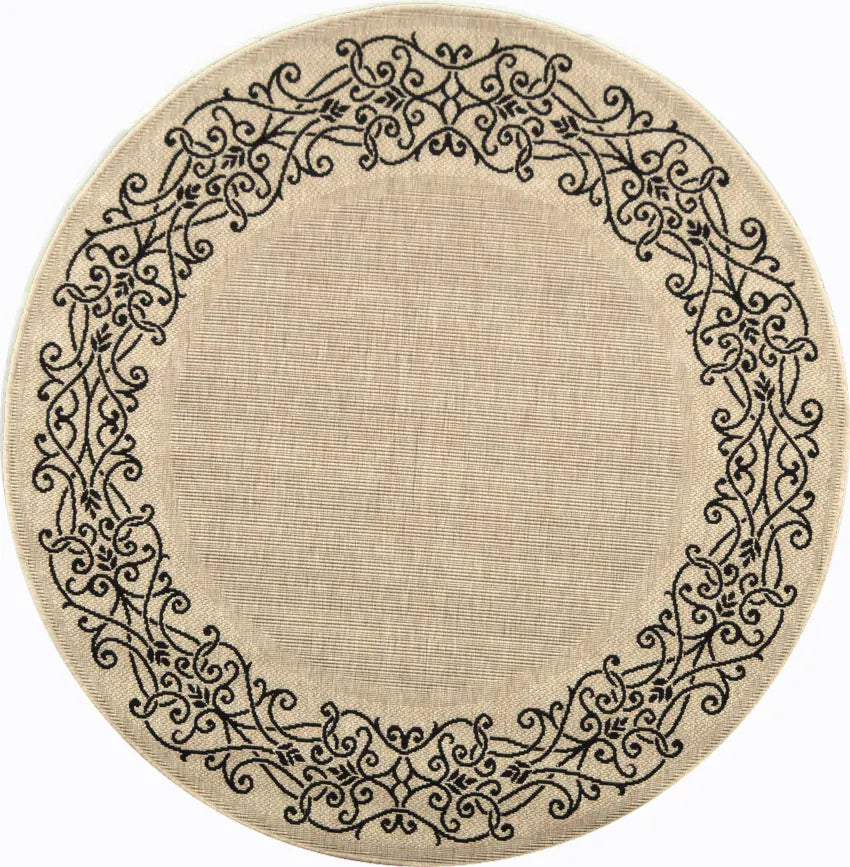Safavieh Courtyard 5'-3" x 5'-3" Rug in Sand / Black