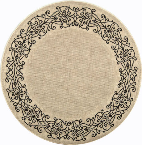 Safavieh Courtyard 5'-3" x 5'-3" Rug in Sand / Black