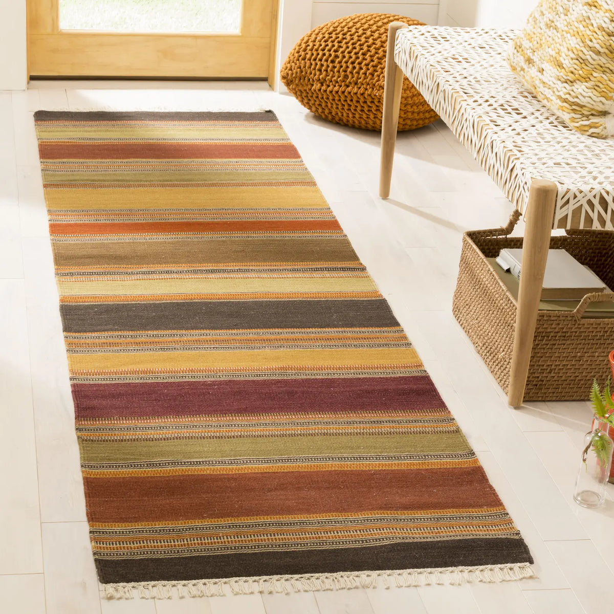 Safavieh Striped Kilim 2'-3" x 10'-0" Rug in Gold