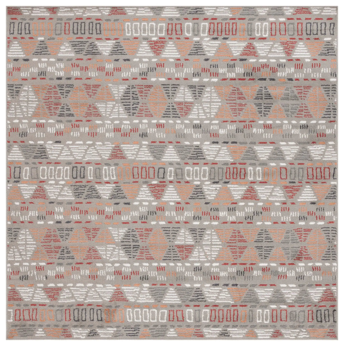 Safavieh Pyramid 6'-7" x 6'-7" Rug in Grey/Ivory / Rust