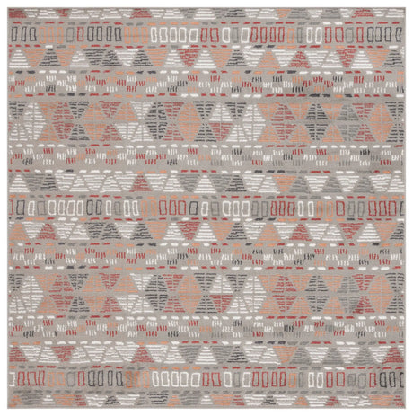 Safavieh Pyramid 6'-7" x 6'-7" Rug in Grey/Ivory / Rust