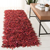 Safavieh Leather Shag 2'-0" x 8'-0" Rug in Red