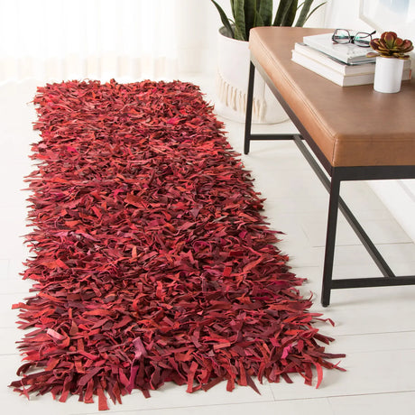 Safavieh Leather Shag 2'-0" x 8'-0" Rug in Red