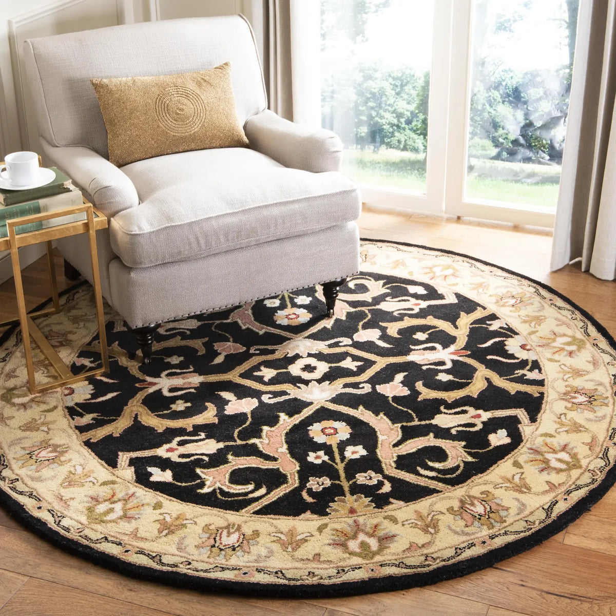 Safavieh Heritage 6'-0" x 6'-0" Rug in Charcoal / Beige