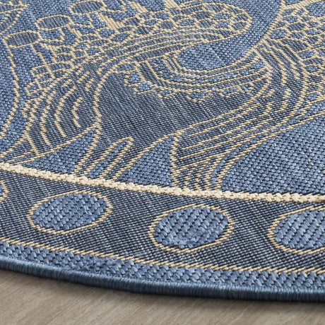Safavieh Courtyard 6'-7" x 6'-7" Rug in Blue / Natural