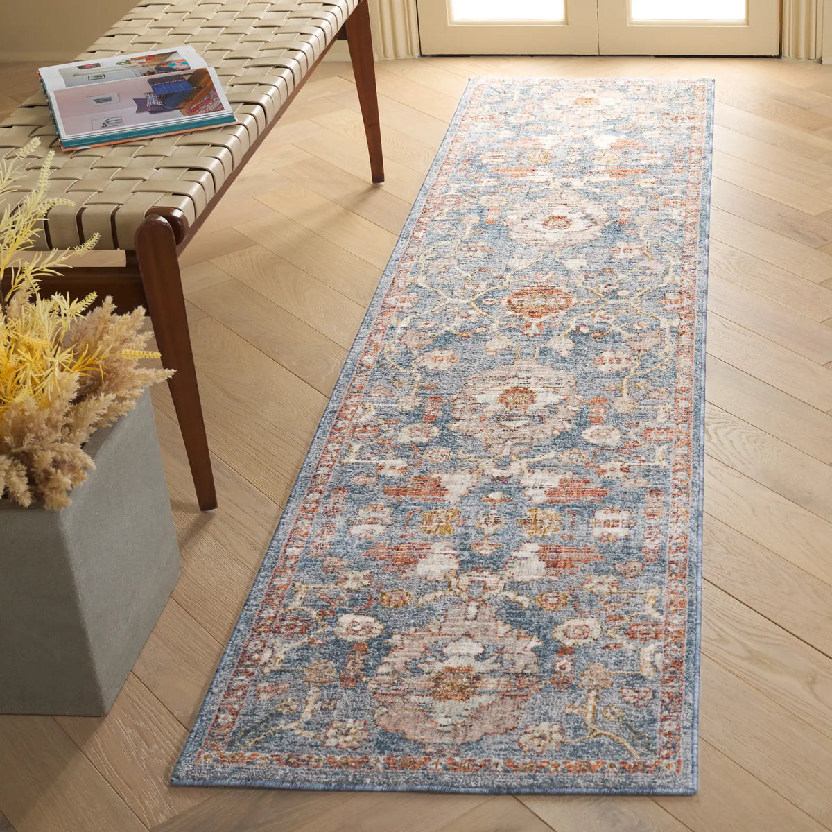 Safavieh Heirloom 700 2'-0" x 8'-0" Rug in Grey / Blue Rust