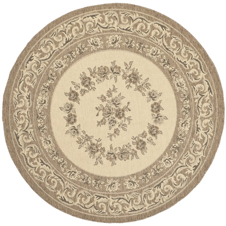 Safavieh Courtyard 5'-3" x 5'-3" Rug in Creme / Brown
