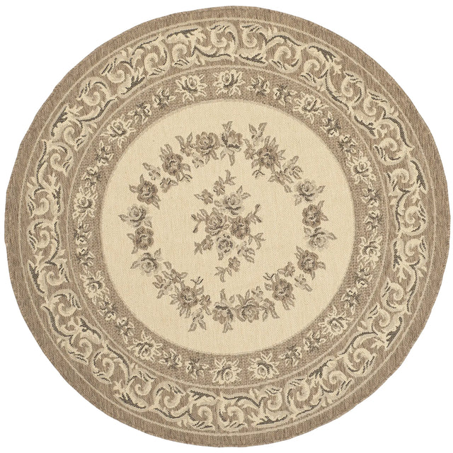Safavieh Courtyard 5'-3" x 5'-3" Rug in Creme / Brown