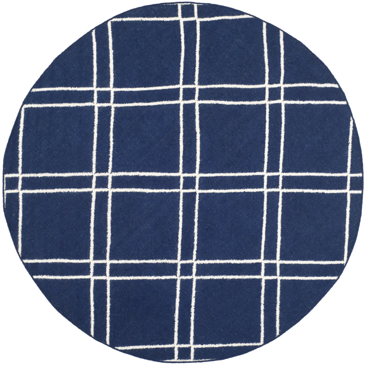 Safavieh Dhurries 6'-0" x 6'-0" Rug in Navy / Ivory
