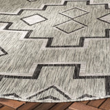 Safavieh Courtyard 5'-3" x 5'-3" Rug in Grey / Black