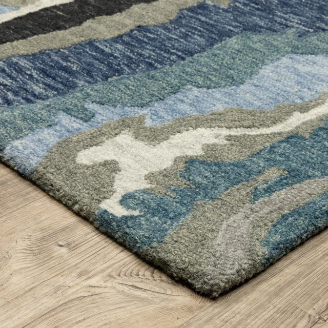 Oriental Weavers Sphinx Kipton KIP01 Blue Rugs - corner detail