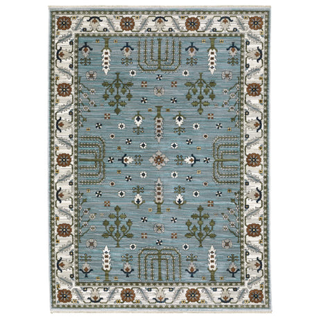 Oriental Weavers Sphinx KEIRA KEI06 Blue Floral Rugs - main flat