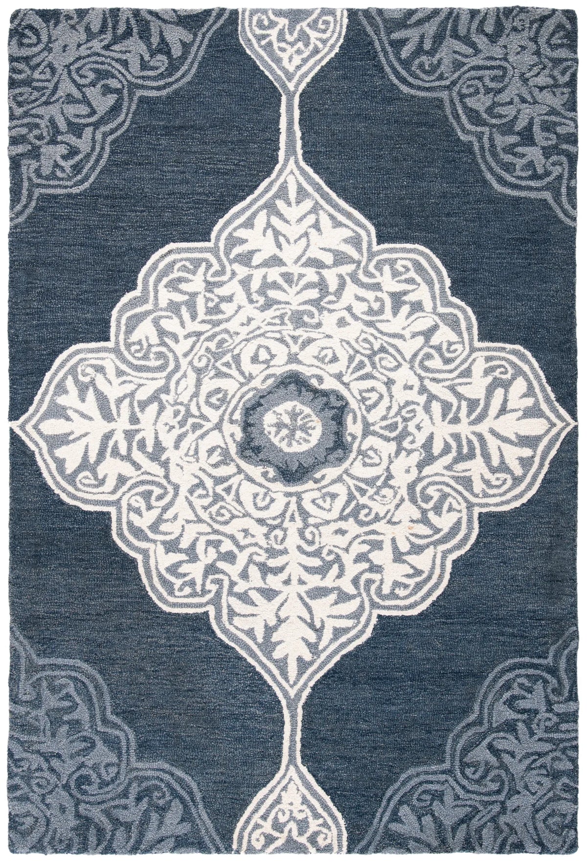 Safavieh Micro-Loop 4'-0" x 6'-0" Rug in Grey / Navy