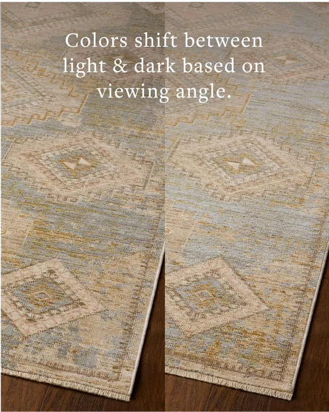 Loloi Elora ELR-09 Traditional Power Loomed Sky, Multi Rug - angled corner on wood