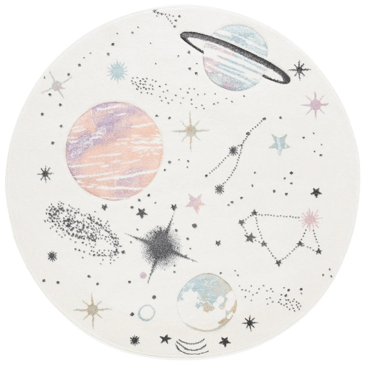 Safavieh Carousel Kids 100 5'-3" x 5'-3" Rug in Ivory / Orange