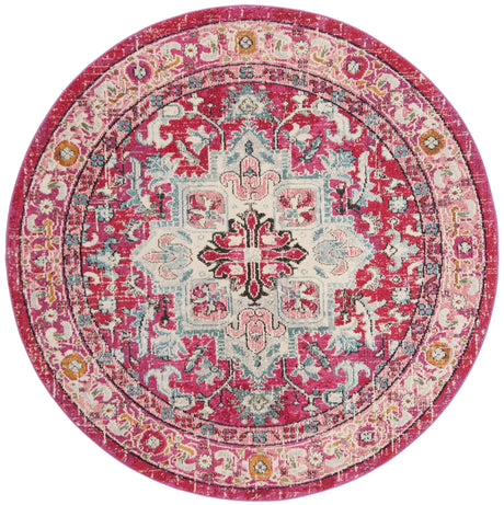 Safavieh Monaco 6'-7" x 6'-7" Rug in Fuchsia / Light Blue