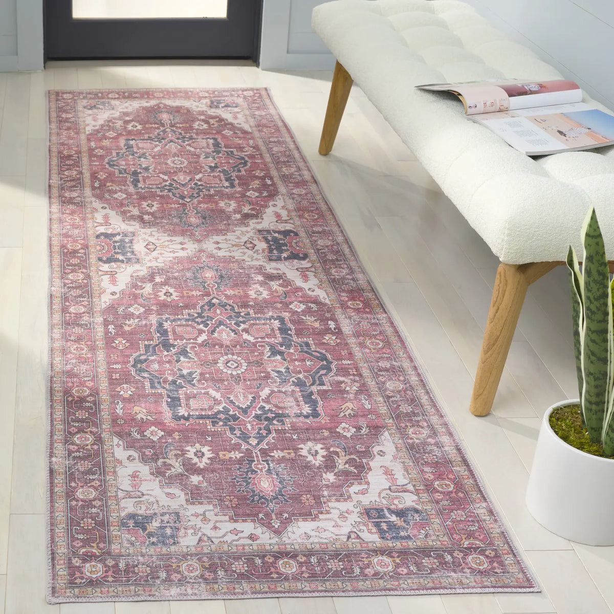 Safavieh Arizona 2'-6" x 8'-0" Rug in Dark Red / Beige