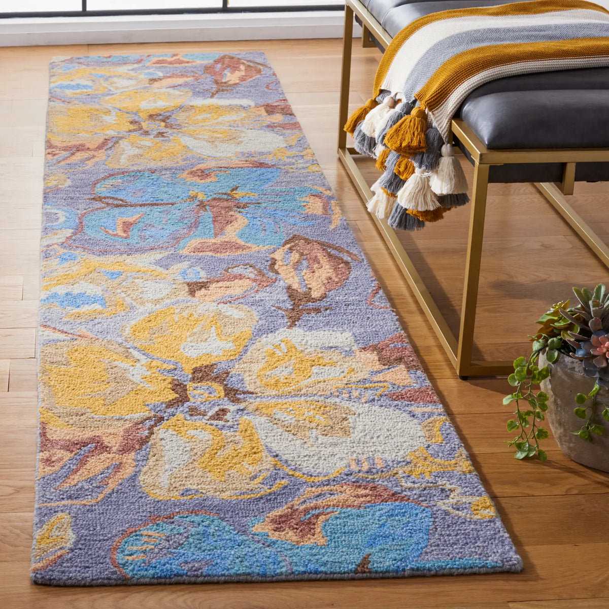 Safavieh Metro 2'-3" x 9'-0" Rug in Grey / Yellow