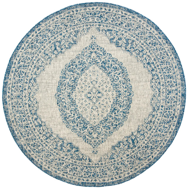 Safavieh Courtyard 5'-3" x 5'-3" Rug in Light Grey / Blue