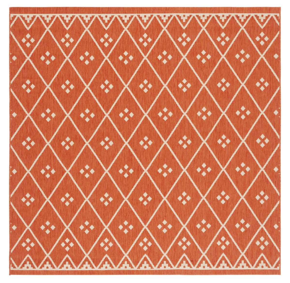 Safavieh Courtyard 6'-7" x 6'-7" Rug in Terracotta / Light Beige