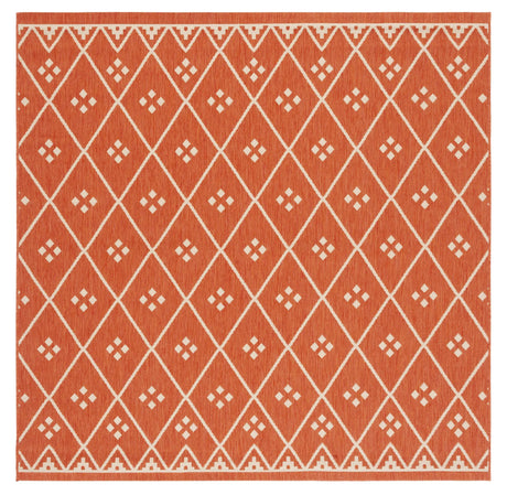 Safavieh Courtyard 6'-7" x 6'-7" Rug in Terracotta / Light Beige