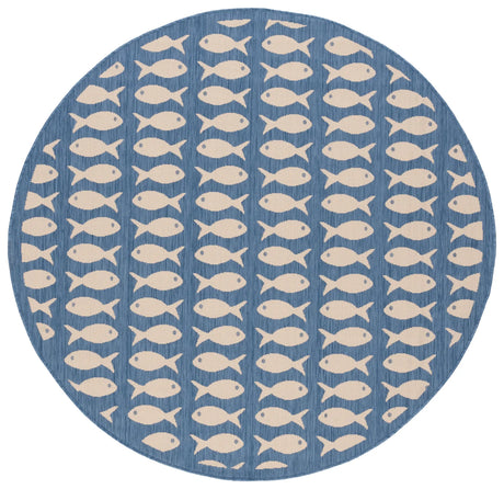 Safavieh Courtyard 5'-3" x 5'-3" Rug in Blue / Beige